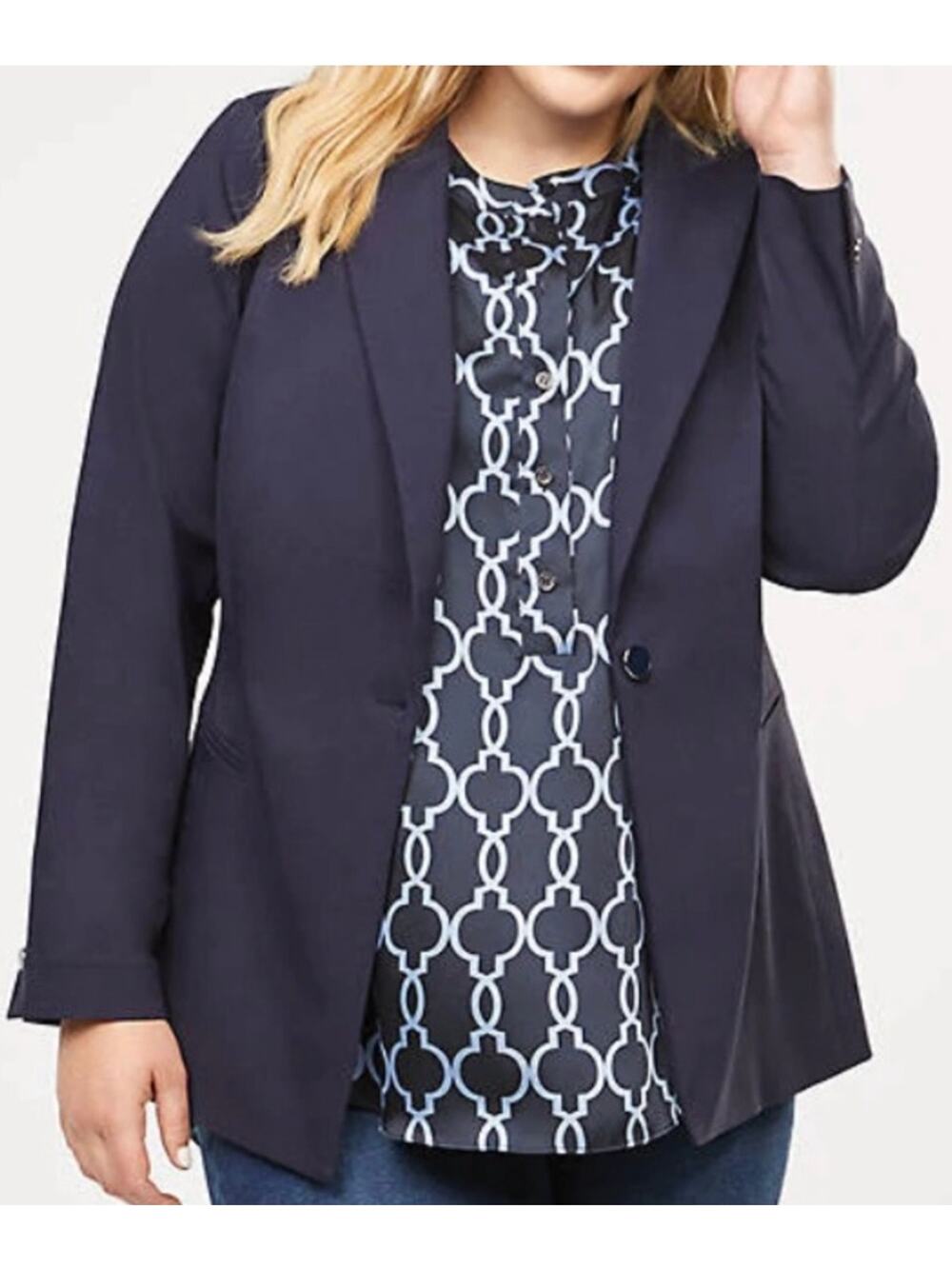 Lane Bryant Blazer The Bryant Blazer Navy Blue Size 20 Stretchy Career Office